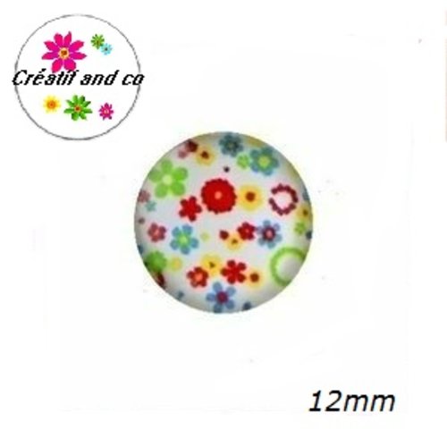 X2 cabochons fleuris 12mm