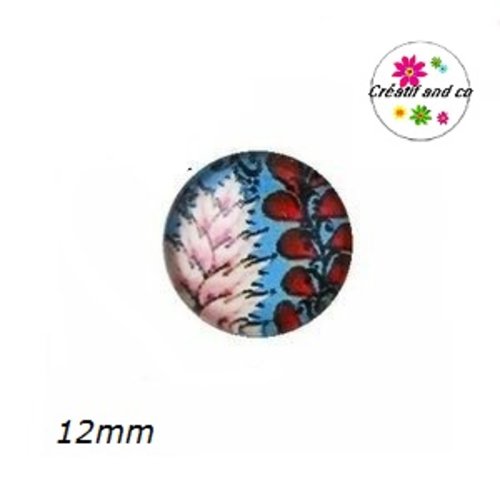 X2 cabochons feuille 12mm