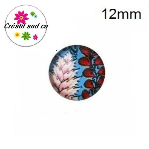 X2 cabochons feuille 12mm