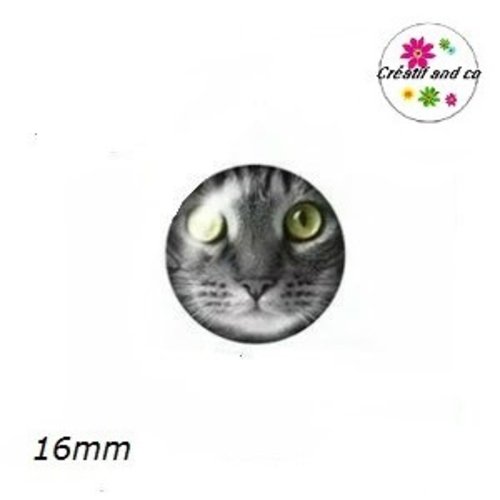 X2 cabochons chat 16mm