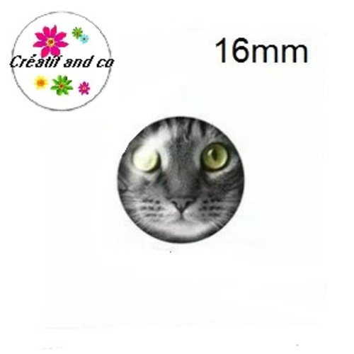 X2 cabochons chat 16mm