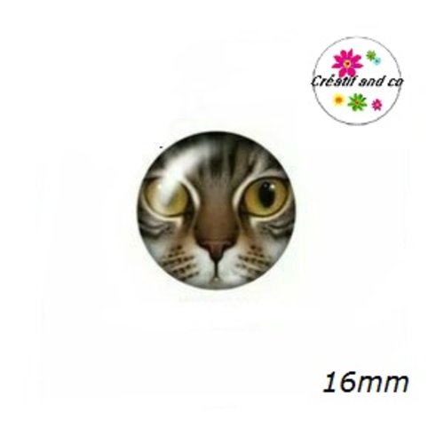 X2 cabochons chat 16mm