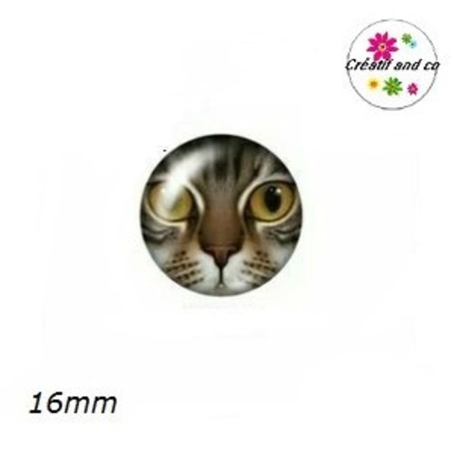 X2 cabochons chat 16mm