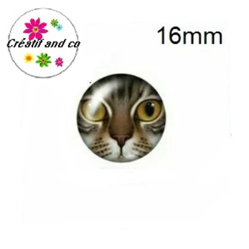 X2 cabochons chat 16mm