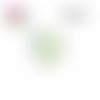 Cabochon fleur bleue/grise fond beige 16mm