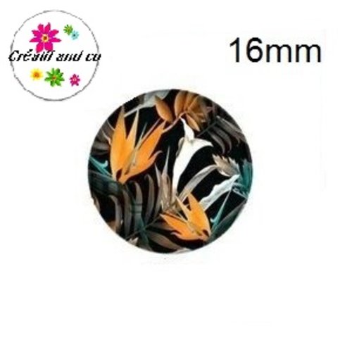 X2 cabochons feuilles tropicales 16mm