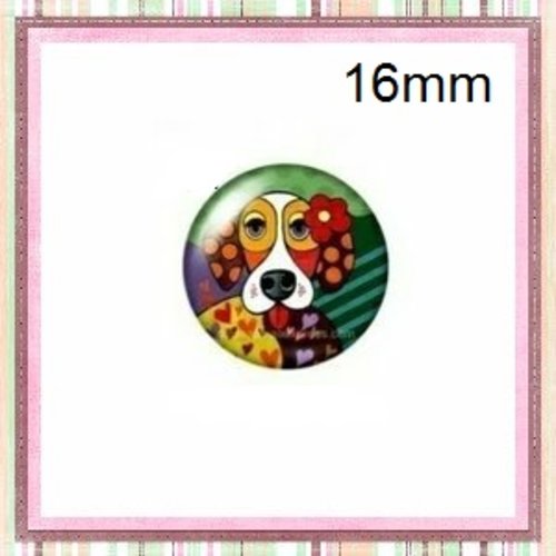 X2 cabochons chien 16mm