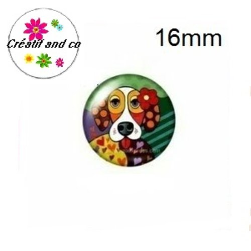 X2 cabochons chien 16mm
