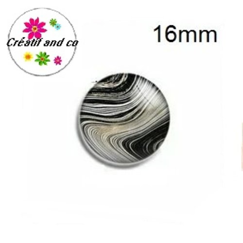 X2 cabochons noir et or 16mm