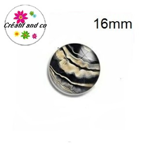 X2 cabochons noir et or 16mm