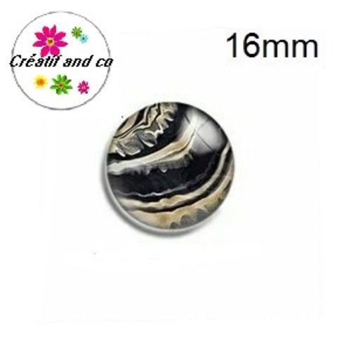 X2 cabochons noir et or 16mm