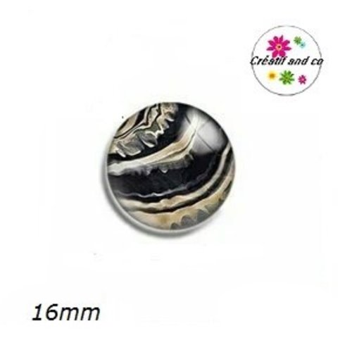 X2 cabochons noir et or 16mm