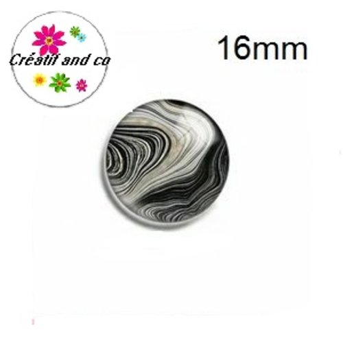 X2 cabochons noir et or 16mm