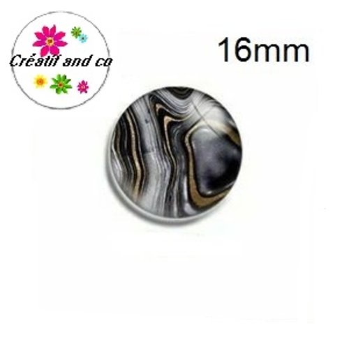 X2 cabochons noir et or 16mm