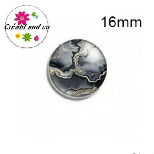 X2 cabochons noir et or 16mm