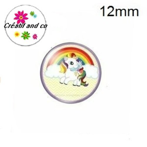 X2 cabochons licorne flashy 12mm