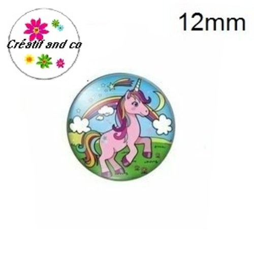 X2 cabochons licorne flashy 12mm