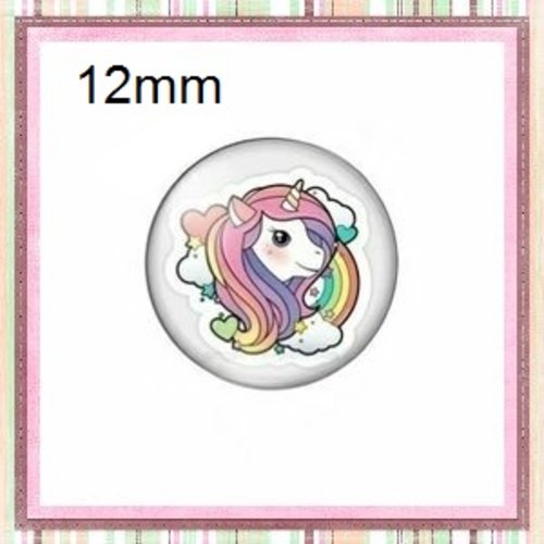 X2 cabochons licorne flashy 12mm