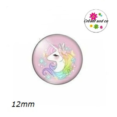 X2 cabochons licorne flashy 12mm
