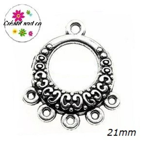 Boucle d'oreille connecteur argentée 21mm