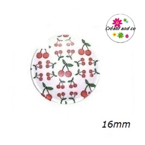 X2 cabochons nuée de cerises rouges 16mm