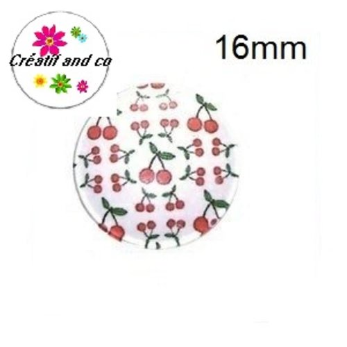 X2 cabochons nuée de cerises rouges 16mm
