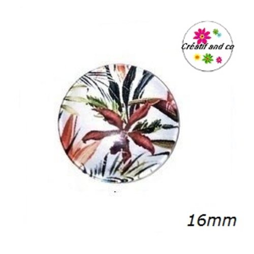 X2 cabochons feuille tropicale 16mm