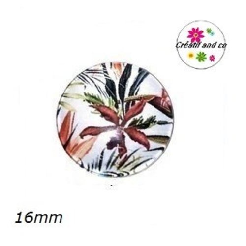 X2 cabochons feuille tropicale 16mm