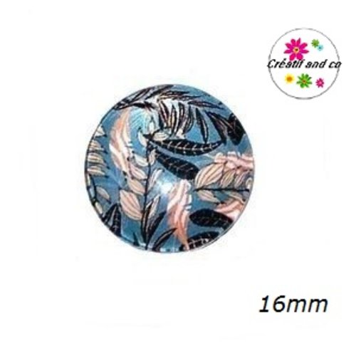 X2 cabochons feuille tropicale 16mm