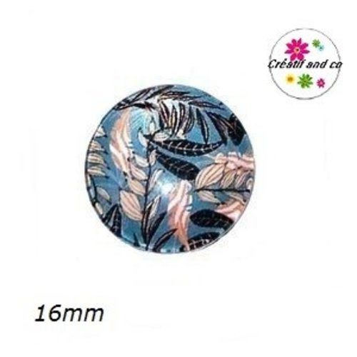 X2 cabochons feuille tropicale 16mm