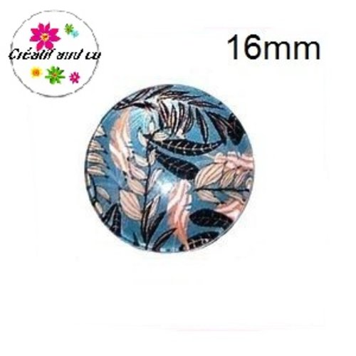 X2 cabochons feuille tropicale 16mm