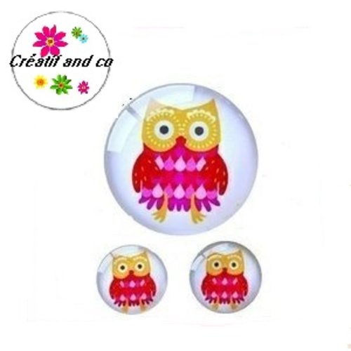 Lot cabochon hibou 20mm et 2 cabochons 12mm