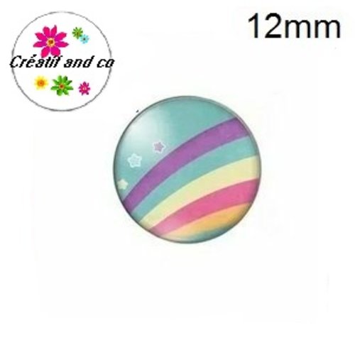 X2 cabochons nuage multi couleur 12mm