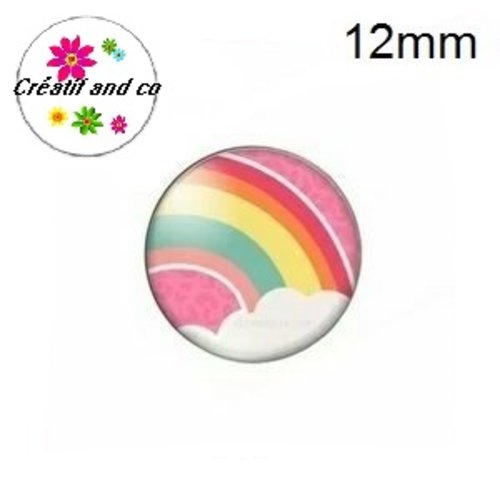 X2 cabochons nuage multi couleur 12mm