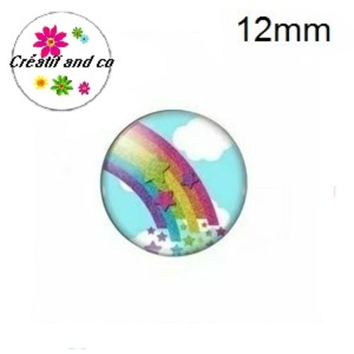 X2 cabochons nuage multi couleur 12mm