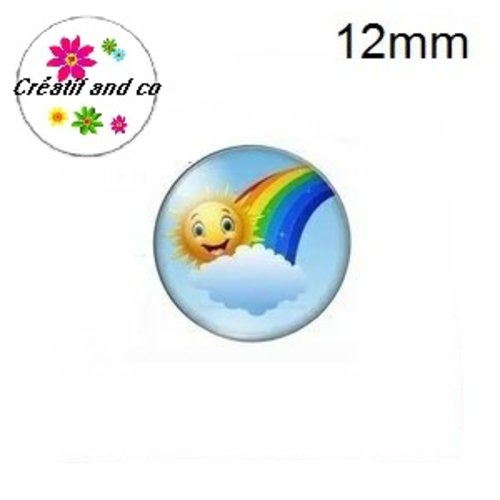 X2 cabochons nuage multi couleur 12mm