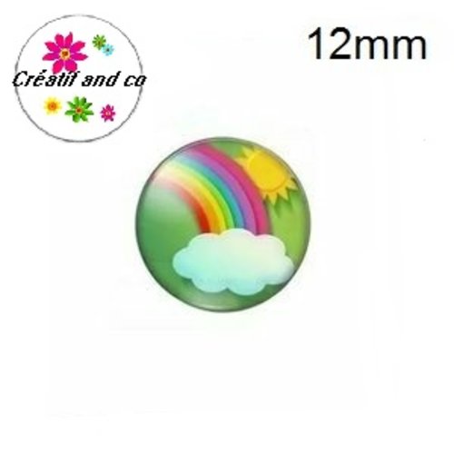 X2 cabochons nuage multi couleur 12mm