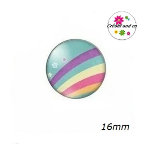 X2 cabochons nuage multi couleur 16mm