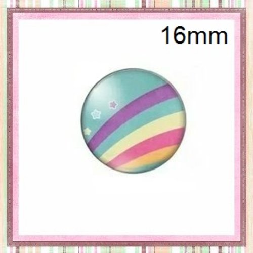 X2 cabochons nuage multi couleur verre 16mm