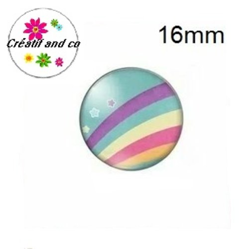 X2 cabochons nuage multi couleur 16mm