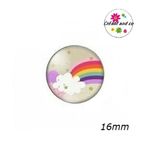 X2 cabochons nuage multi couleur 16mm