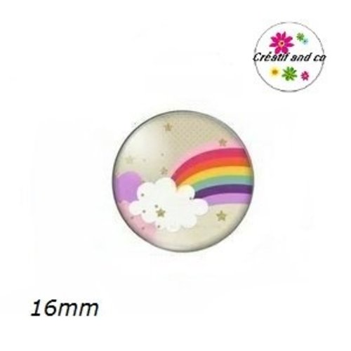 X2 cabochons nuage multi couleur 16mm