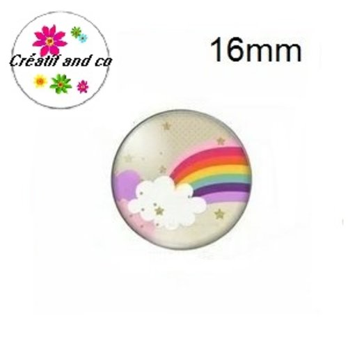 X2 cabochons nuage multi couleur 16mm