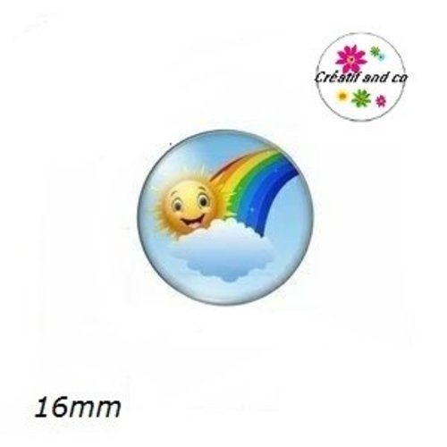 X2 cabochons nuage multi couleur 16mm