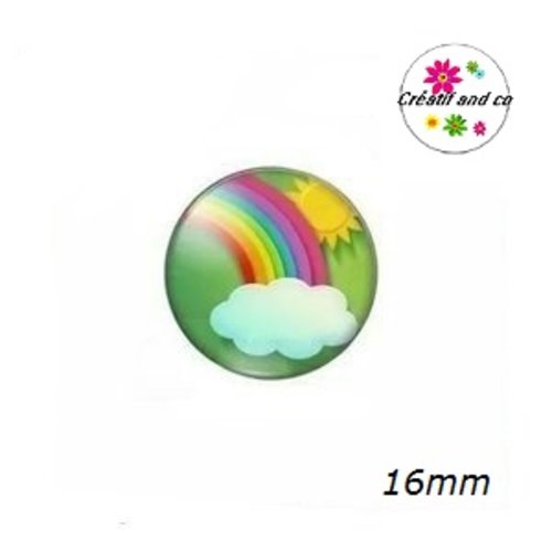 X2 cabochons nuage multi couleur 16mm