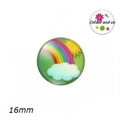 X2 cabochons nuage multi couleur 16mm