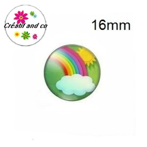 X2 cabochons nuage multi couleur 16mm