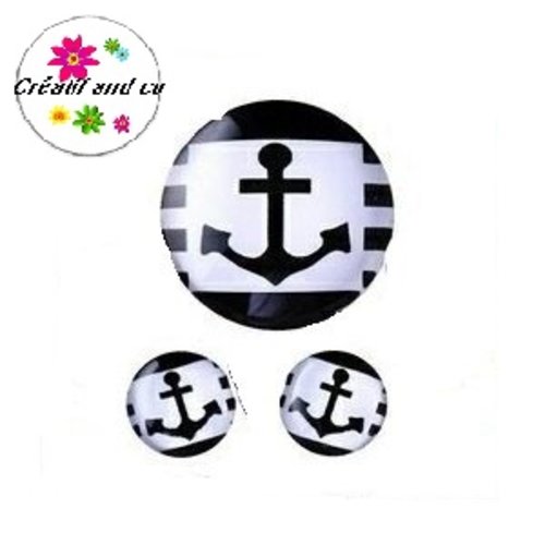 Lot cabochon ancre 25mm et 2 cabochons 12mm