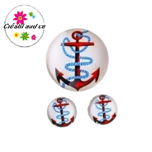 Lot cabochon ancre 25mm et 2 cabochons 12mm