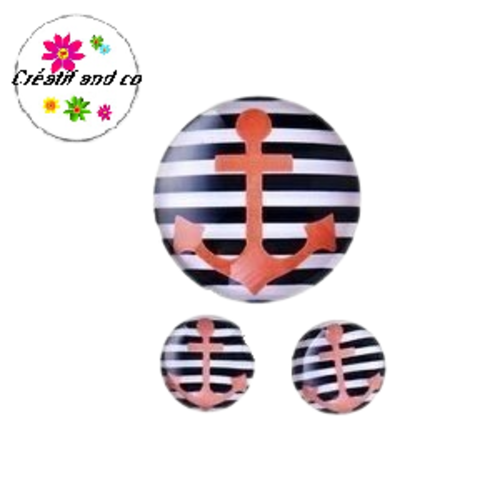 Lot cabochon ancre 25mm et 2 cabochons 12mm